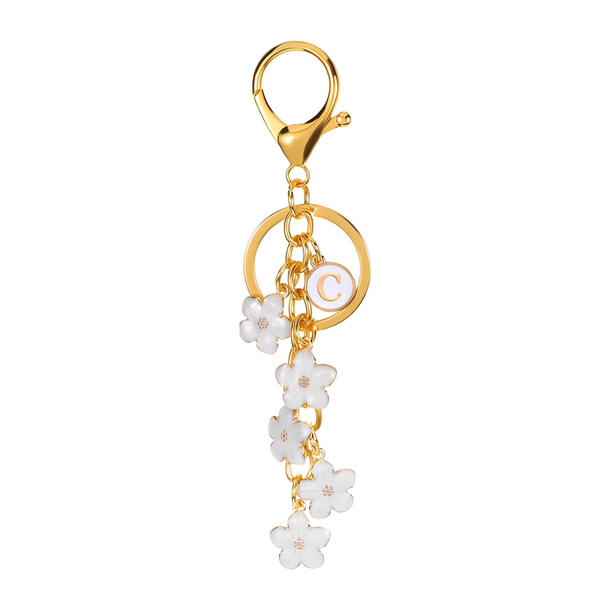 Daisy Flower Initial Letter - Bag Charm (White) - Image 3